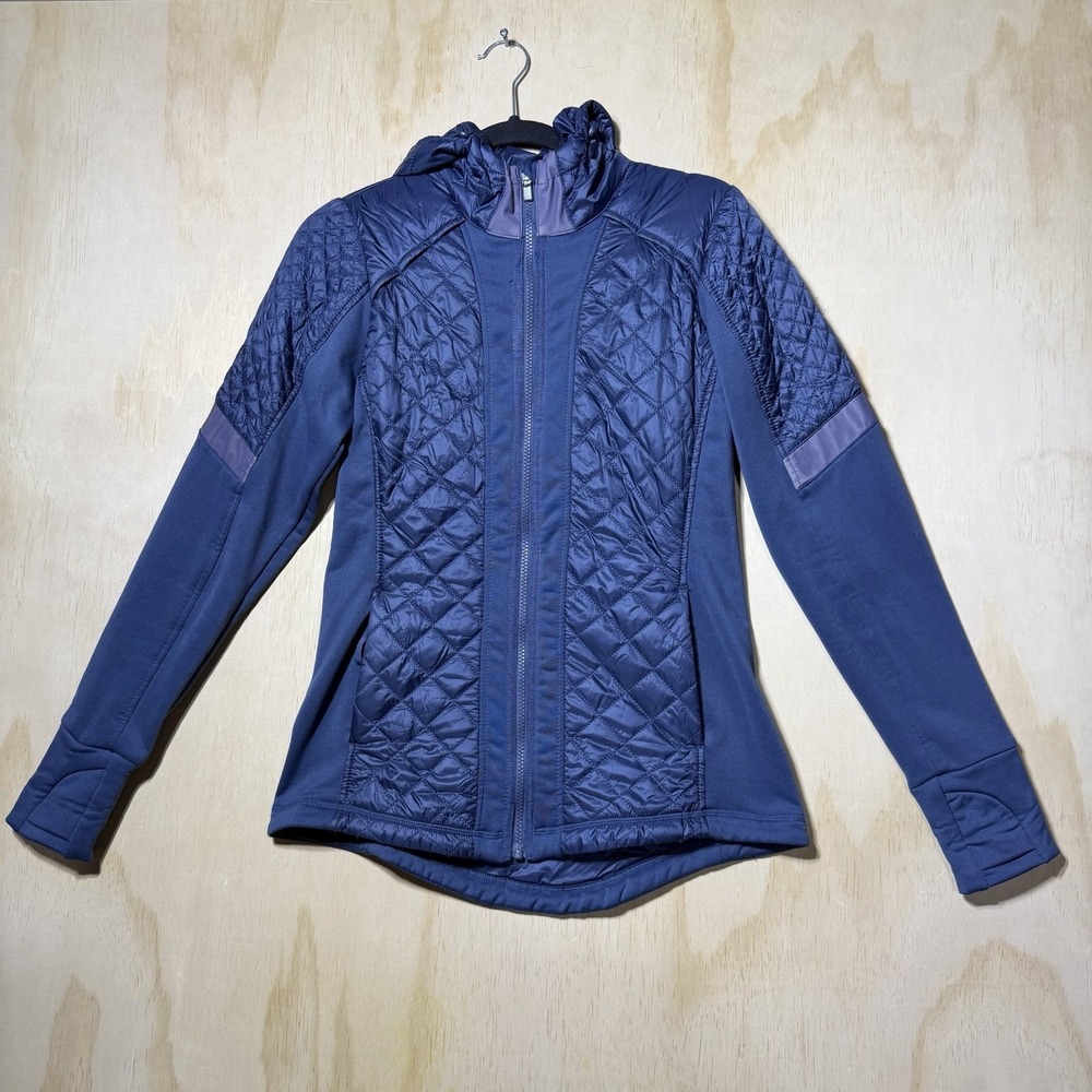 Athleta Rock Springs Quilted Jacket Iron Bluen‎ Zip Up Athletic Workout  Size S